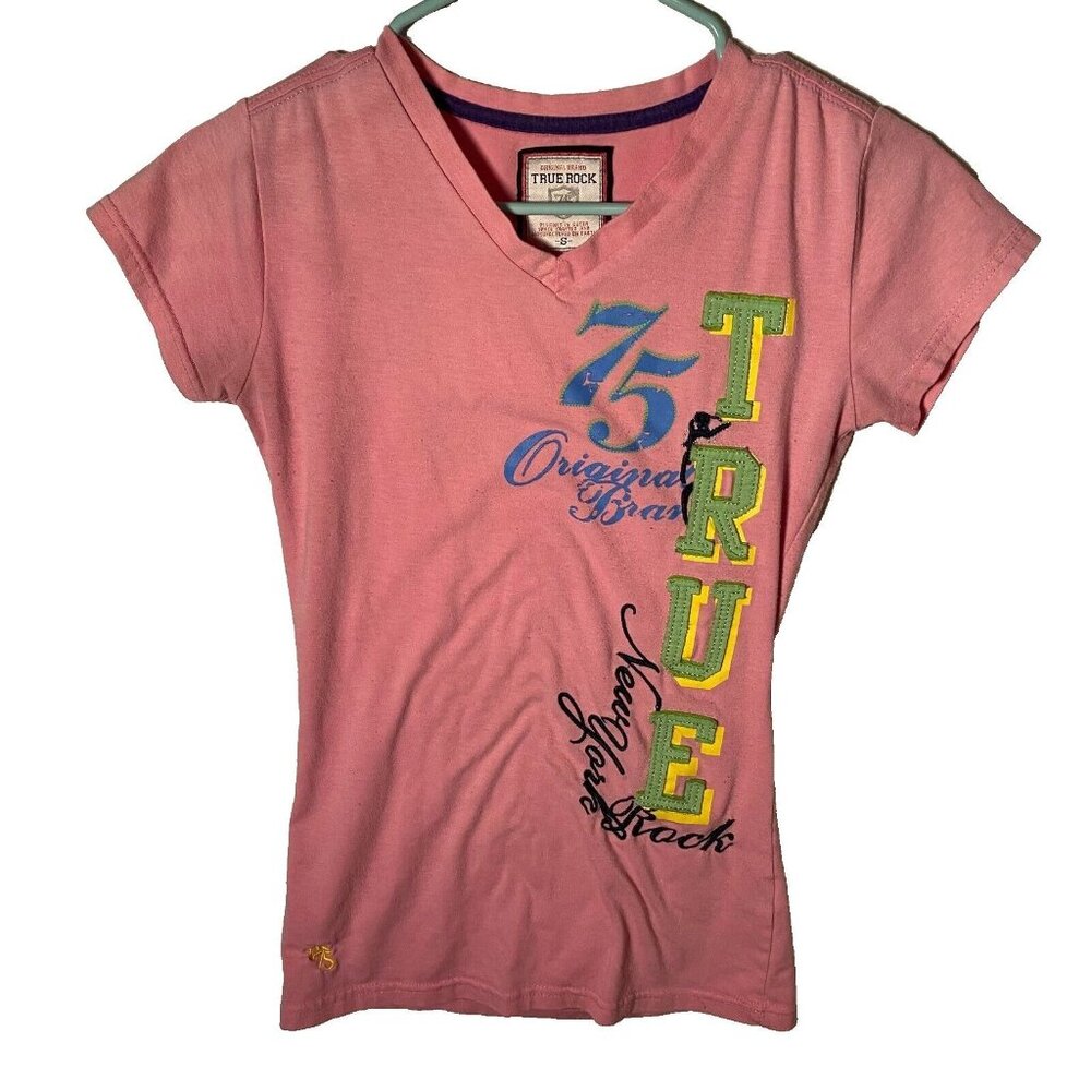 True Rock‎ 75 Women's Short Sleeve Tee Shirt New York Pink Size Small
